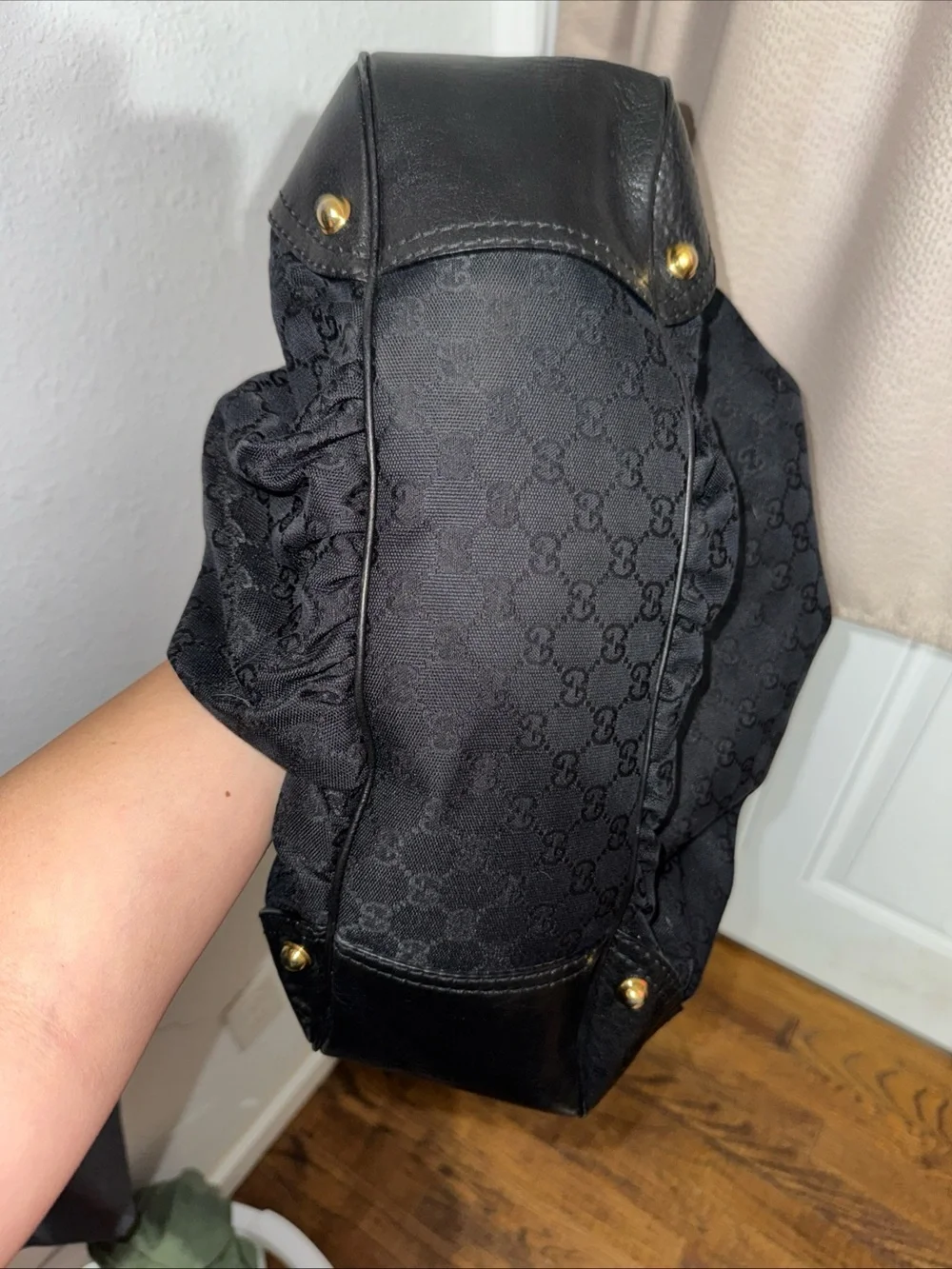 Y2K black Gucci Canvas monogram large shoulder bag